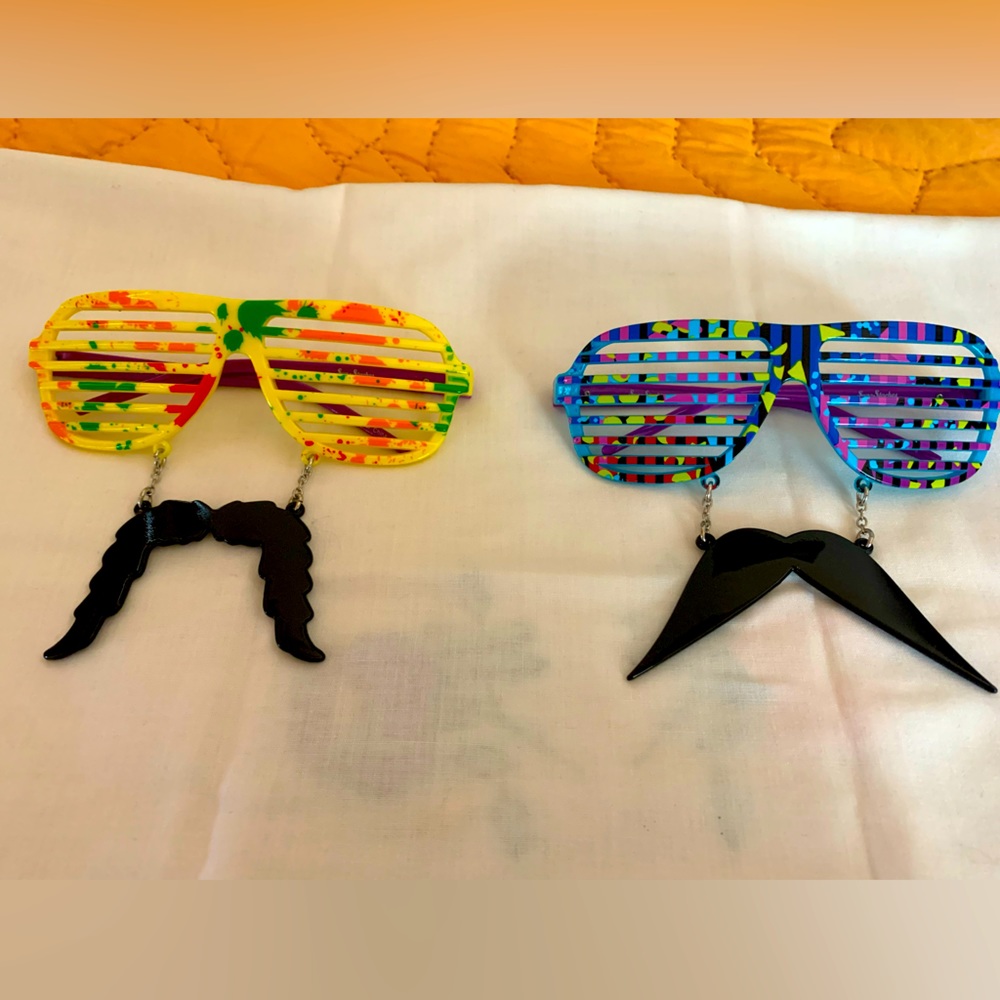 Sunglasses with faux mustaches